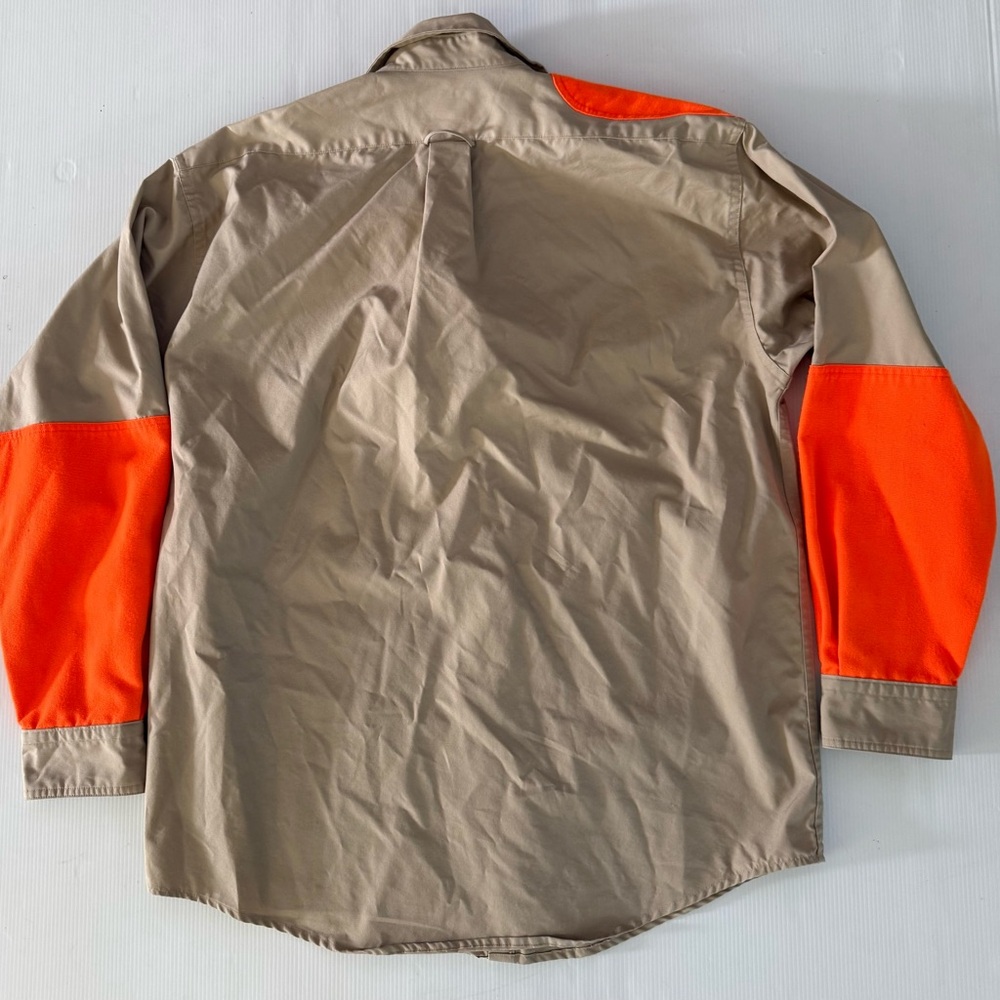 Filson Shooting Shirt Large Blaze Orange Khaki Long Sleeve Button Up RH Hunting - Picture 2 of 8